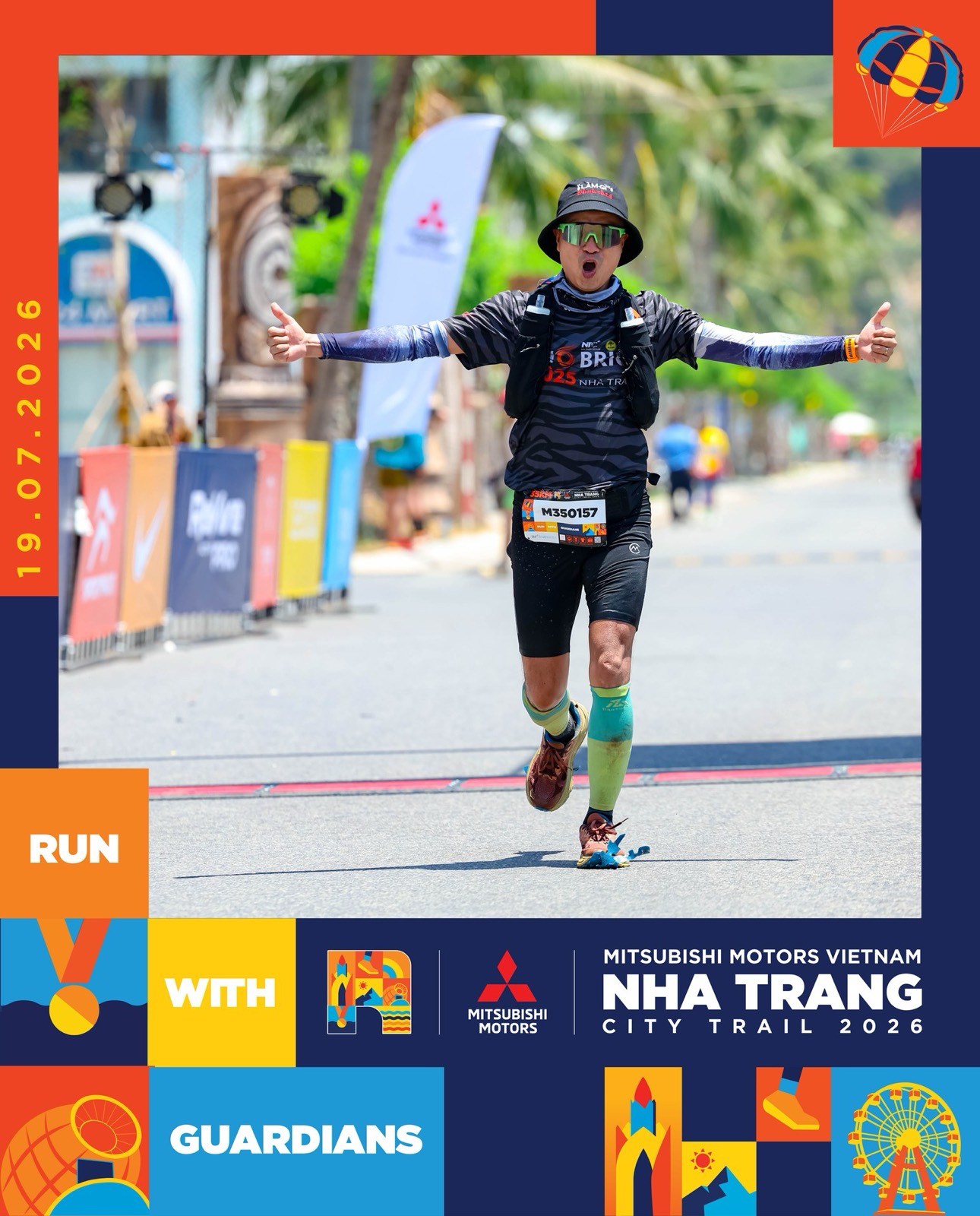 Khuất Anh Dũng dang hai tay về đích City Trail Nha Trang 35km ngày 19/07/2026